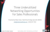 Three Underutilized Networking Opportunities For Sales ... Underutilized Network… · Tweet to @Robyn_WINH | WhenINeedHelp.com/EXPOEAST Three Underutilized Networking Opportunities