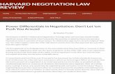 HARVARD NEGOTIATION LAW 2020-03-09آ  HARVARD NEGOTIATION LAW REVIEW Power Differentials in Negotiation: