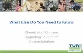 What Else Do You Need to Know - TURI...What Else Do You Need to Know Chemicals of Concern Upgrading Equipment . ... Energy/resource use Product hazard Exposure potential . Acute human