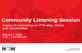 Community Listening Session - Prosperity Now › sites › default › files... · Community Listening Session March 17, 2020 1:00 –2:00 PM EST Impact of coronavirus on VITA sites,