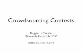 Crowdsourcing Contests - Computer ScienceAuctioning Entry Into Tournaments [Fullerton and McAfee, 1999] • Research tournaments, where participants bear ﬁxed cost plus cost of research