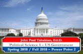 Political Science 1 – US Government Spring 2018 / Fall ... · Political Science 1 – US Government. Spring 2018 / Fall 2018 – Power Point 2. Course Lecture Topics 1. Power Theory