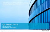 Q1 Report 2015 - Assa Abloy · Financial highlights Q1 2015 Good start of the year – Strong growth in Americas, Global Tech and ESD – Good growth in EMEA – Weak in APAC due