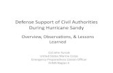 Defense Support of Civil Authorities During …...Defense Support of Civil Authorities During Hurricane Sandy Overview, Observations, & Lessons Learned Col John Yurcak United States