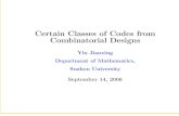 Certain Classes of Codes from Combinatorial Designs · 12 J. Yin, Sept. 14, 2006 Japan Seminar Codes From Combinatorial Designs † An ﬁ-parallel class of a design is a set of blocks