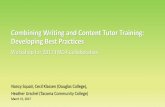 Combining Writing and Content Tutor Training: Developing Best … · 2017-11-23 · Combining Writing and Content Tutor Training: Developing Best Practices Workshop for 2017 IWCA