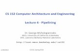 CS 152 Computer Architecture and Engineering Lecture 4 ...cs152/sp16/lectures/L04-Pipelining.pdfCS 152 Computer Architecture and Engineering Lecture 4 - Pipelining Dr. George Michelogiannakis