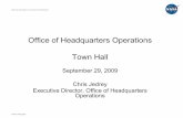 Office of Headquarters Operations Town Hall · Office of Headquarters Operations Town Hall. September 29, 2009 Chris Jedrey Executive Director, Office of Headquarters Operations.