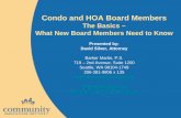 Condo and HOA Board Members - Barker Martin€¦ · Notice must be hand delivered or mailed to the address of each owner and any other owner-designated address. • HOA Meetings Notice