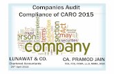 Companies Audit & Compliance of CARO 2015 - YMEClunawat.com/Uploaded_Files/Presentation/CompaniesAudit... · Compliance of CARO 2015????? Why so many Seminars on Companies Act 2013?