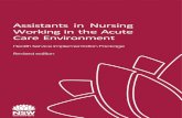 Assistants in Nursing Working in the Acute Care Environment · nursing assistant roles, in consultation with health professionals standardise titles and position descriptions for