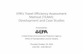 EPA's Travel Efficiency Assessment Method (TEAM ... · 10/20/2016  · 2017 Case Studies •Opening eligibility to smaller sized areas •Offering support for •Assessing emission