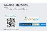 Technology for Voice and Choice Diverse Literacies · NCTE Definition of 21st Century Literacies (2013) Develop proficiency and fluency with the tools of technology; Build intentional