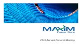 2019 Annual General Meeting - Maxim Power · 2019 Annual General Meeting 1. Forward-Looking Statements This presentation may contain forward-looking statements, including statements
