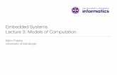 Lecture 3 - Models of Computation · • Synchronous/Reactive (SR) • Concurrent State Machines (Statecharts and variants) • Dataﬂow • Process Networks • Rendezvous-based