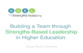 Building a Team through Strengths-Based Leadership in ... · Why Develop a Strengths-Based Organization? Research Indicates: • Only 16% of the U. S. workforce is actively engaged