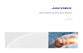 Recruitment Privacy Notice · Recruitment Site Navigational Information & Cookies Jacobs monitors user traffic patterns throughout the recruitment site according to a user’s domain