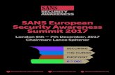 SANS European Security Awareness Summit 2017 · stuffed animals, give away items, handouts, etc.) they’ve developed for their security awareness programs, ... Leadership engagement