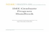 IME Graduate Program Handbook - NDSU · 2. Information for IME Graduate Students 2.1 IME Graduate Program Coordinator The contact information of the IME Graduate Program Coordinator