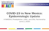 CV Modeling - COVID-19 hospitalizations in New …...COVID-19 in New Mexico: Epidemiologic Update A NMDOH, Presbyterian, LANL, and SNL Partnership June 2, 2020 1190 S. St. Francis