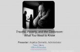 Trauma, Poverty, and the Classroom: What You Need to Kno · What You Need to Know Presenter: Anjelica Zermeño, Administrator ... She lived in the world of GANGS and poverty. Guns