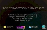 TCP CONGESTION SIGNATURES - SIGCOMMTCP’s RTT Congestion Signatures • Flows experiencing self-induced congestion ﬁll up an empty buffer during slow start-Hence increase the TCP