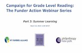 Campaign for Grade Level Reading: The Funder Action ... · 3/16/2016  · Packard Foundation, 7-year commitment ... Research-Informed After-School Learning & Enrichment Research-Informed