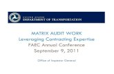 MATRIX AUDIT WORK Leveraging Contracting Expertise FAEC ...Matrixing strategystrategy ##55 CHALLENGE § Ensuring balanced credit allocation for performance and STRATEGY § Look for