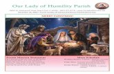 Our Lady of Humility Parish · 4 Welcome to Our Lady of Humility Catholic Church Christmas Season — 2018 Sacrament Of Reconcilia"on Every Saturday from 3:30 to 4:30PM Christmas