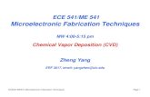 ECE 541/ME 541 Microelectronic Fabrication Techniques · CVD Silicon Nitride Deposition. Basic chemistry: low pressure CVD process. 3SiCl2H2+ 4NH3 (carrier) Si3N4+ 6H2 +6HCl T reaction