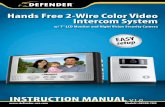 Hands Free 2-Wire Color Video Intercom System · 2011-11-22 · 3. Routine cleaning, ... • Do not place heavy objects on power cords or cover cords with rugs or carpet. ... If you