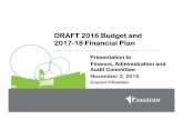 DRAFT 2016 Budget and 2017-18 Financial Plan Documents... · 2016-09-21 · DRAFT 2016 Budget and 2017-18 Financial Plan Presentation to Finance, ... Meet Council tax rate targets