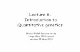 Lecture 6: Introduction to Quantitative geneticsnitro.biosci.arizona.edu/...2011-Intro-Quan-Gen.pdf · Basic model of Quantitative Genetics Basic model: P = G + E G = average phenotypic