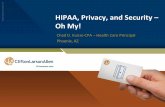HIPAA, Privacy, and Security Oh My! P€¦ · with HIPAA privacy and security rules and breach notification standards. • For Phase 1 - Office for Civil Rights (OCR) has conducted