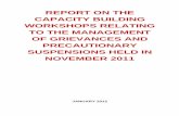 REPORT ON THE CAPACITY BUILDING WORKSHOPS RELATING … ON THE... · Table 1: Venues and dates of the Workshops 8 Table 2: Departments that attended the workshops on 01 and 02 November