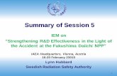 Summary of Session 5 - IAEA · Summary of Session 5 1 . International Atomic Energy Agency Session 5 Post-Accident Recovery ... Environmental research program within the framework