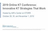 2019 Online KT Conference: Innovative KT Strategies That Work · 2020-06-10 · 3. Four waves of the evidence architecture 1990s 2000s. 2010s. Results agenda (Outcome monitoring)