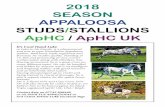 2018 SEASON APPALOOSA STUDS/STALLIONS ApHC / ApHC UK FILE... · Equine Hyperkalemic Periodic Paralysis Disease (HYPP) and MH – Malignant Hyperthermia) and Grey gene. As a yearling
