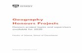 Geography Honours Projects - University of Sydney · 2020-05-31 · cyclones, volcanic eruptions, earthquakes & climate change) and Disaster & risk management (hazard, risk and vulnerability