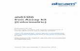ab83366 Iron Assay kit (Colorimetric)...Iron Assay Kit (Colorimetric) (ab83366) provides a simple convenient means of measuring Ferrous and/or Ferric ions in samples. The ferric carrier