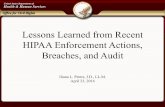 Lessons Learned from Recent HIPAA Enforcement …hitrustalliance.net/content/uploads/2014/03/Lessons...Lessons Learned from Recent HIPAA Enforcement Actions, Breaches, and Audit Iliana