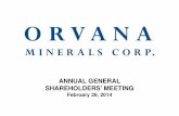 ANNUAL GENERAL SHAREHOLDERS’ MEETING Meeti… · JAMES JACQUES, B.S. Mining Eng., Chief Operating Officer; Previously Vice President Operations. ... • Gold COC reduced by 6% •