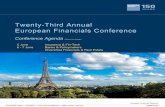 Twenty-Third Annual European Financials Conference · 23rd Annual European Financials Conference European Financials Research The Westin Paris – Vendôme | 3 Rue De Castiglione