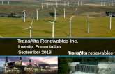 Investor Presentation September 2018 - TransAlta Renewables › wp-content › ... · 3 Investment in TransAlta Renewables 1 Based onclosing price the Toronto Stock Exchange asof
