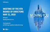 MEETING OF THE RTA BOARD OF DIRECTORS MAY 21, 2020 · 6a. PRESENTATION OF THE QUARTERLY PERFORMANCE REPORT - FIRST QUARTER 2020. 15. 5/21/2020 Meeting of the RTA Board of Directors.
