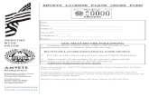 AMVETS LICENSE PLATE ORDER FORM · 2020-03-05 · AMVETS Department of NewJersey Return all material to: AMVETS Department of New Jersey, Headquarters, as shown below, to the left.