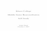 Ithaca College Middle States Reaccreditation Self-Study · 2007-10-01 · Committee selects annual Areas of Focus from the Plan—for example, continuing to improve the quality of