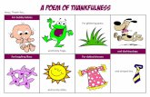 A Poem of Thankfulness - My Wonder Studio€¦ · A Poem of Thankfulness. For our classroom’s petting zoo: and spitting llamas, Curious camels For amazing ants that remind me to