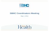 SBHC Coordinators Meeting · SBHC Mental Health Expansion Funding: In Review • $4.6 million available via Addictions and Mental Health (AMH) to increase SBHC mental health capacity
