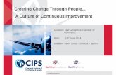Creating Change Through People A Culture of Continuous ... Speaker Prese… · Lean Culture and ensure Clear Direction & Positive Support for Foundations of Lean & CI On Time Delivery